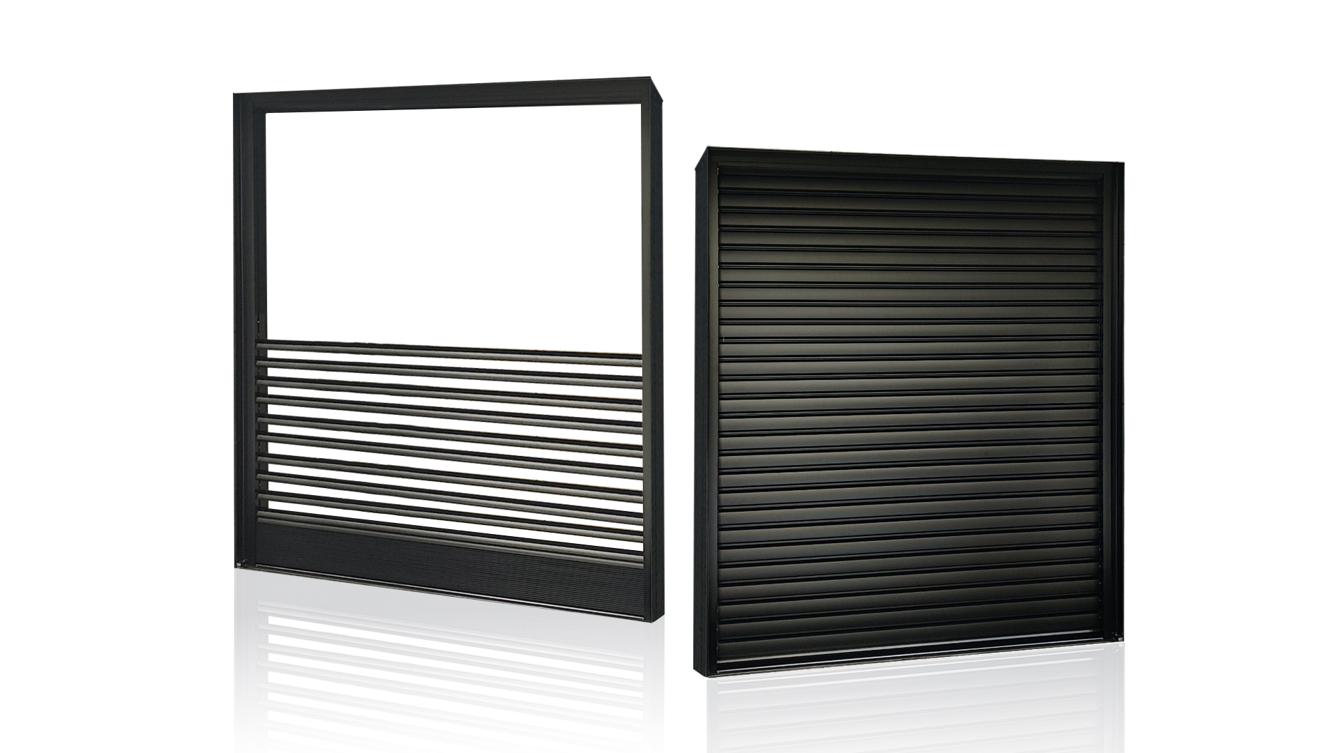 Electric blinds with blades folded down
